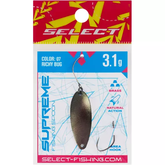 Блешня Select Supreme 3.1g 34mm #07 Richy Bug, Вага блешні: 3.1, Колір блешні: #07 Richy Bug, фото , изображение 2